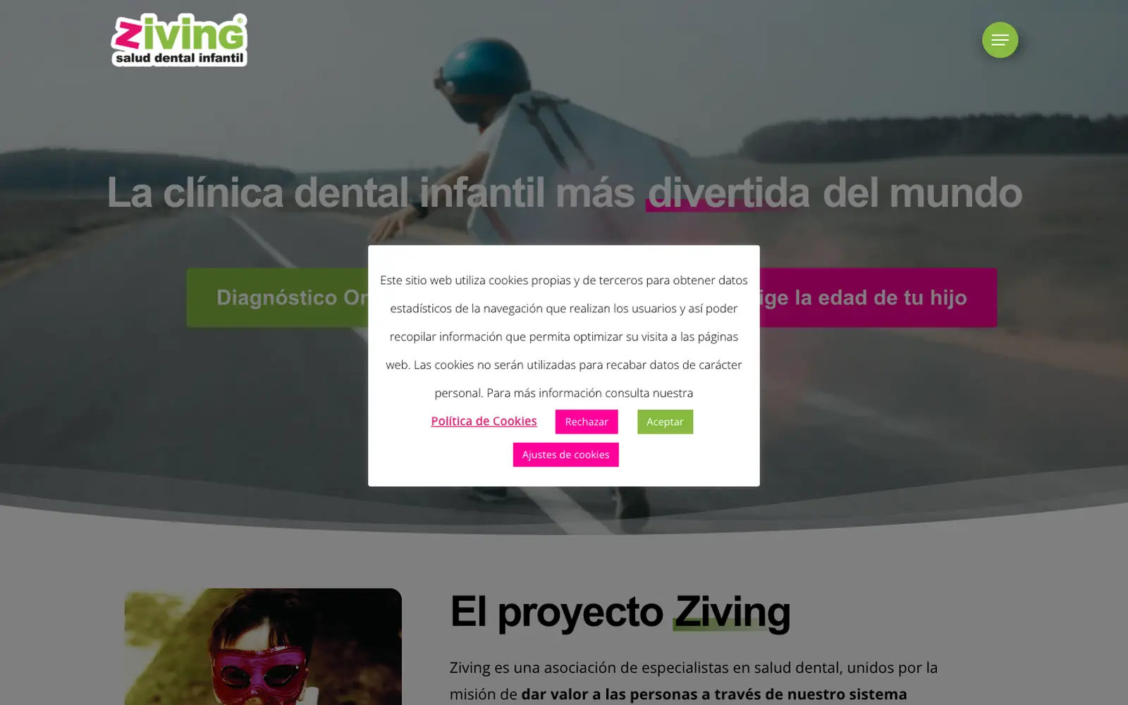La web anterior de ortodoncia infantil, antes de rehacerla.