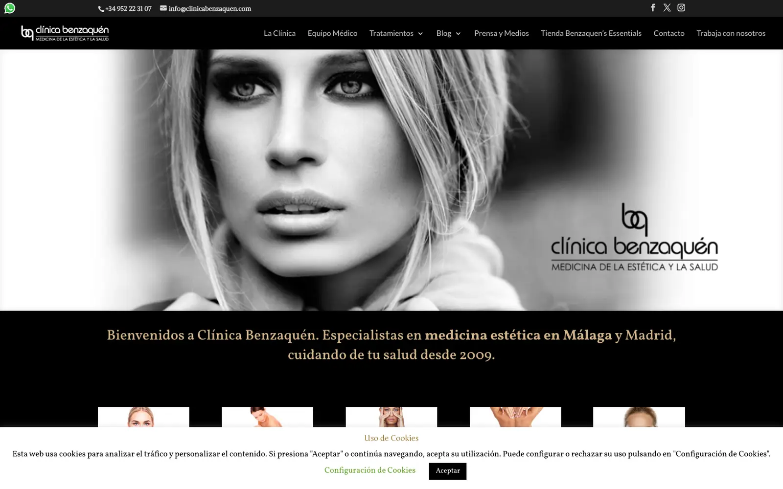 La web anterior de medicina estética, antes de rehacerla.
