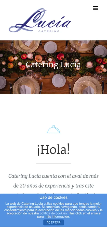 La web anterior de catering de bodas en el móvil.