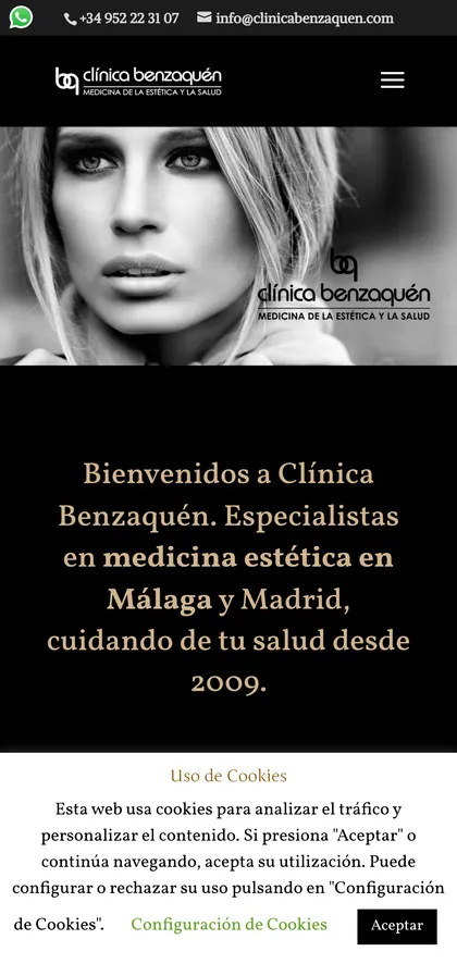 La web anterior de medicina estética en el móvil.