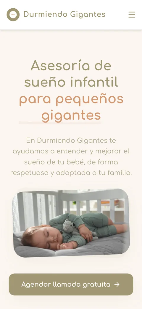 La web de Durmiendo Gigantes vista en un móvil.