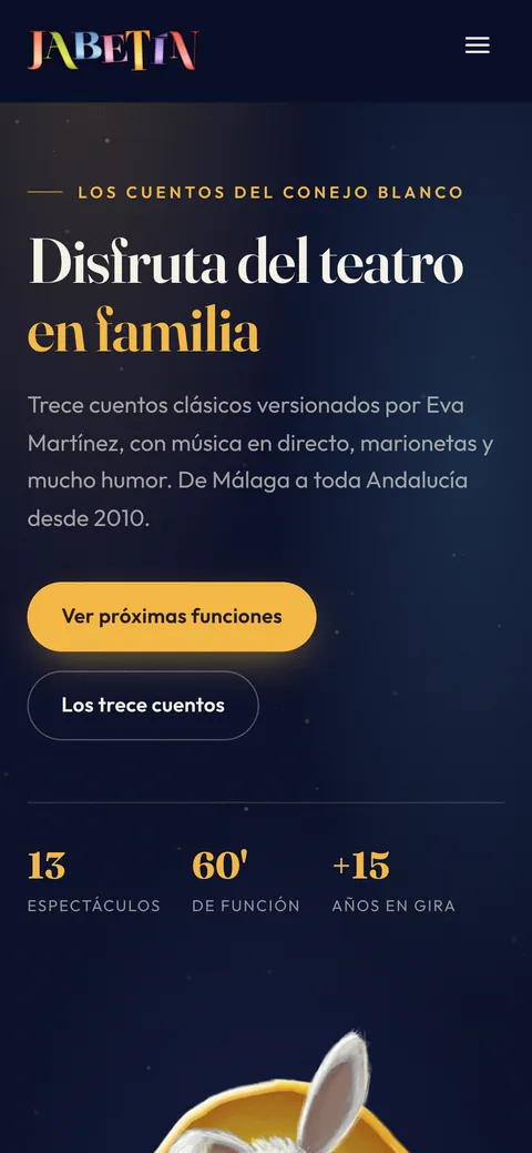 La web de Jabetín vista en un móvil.