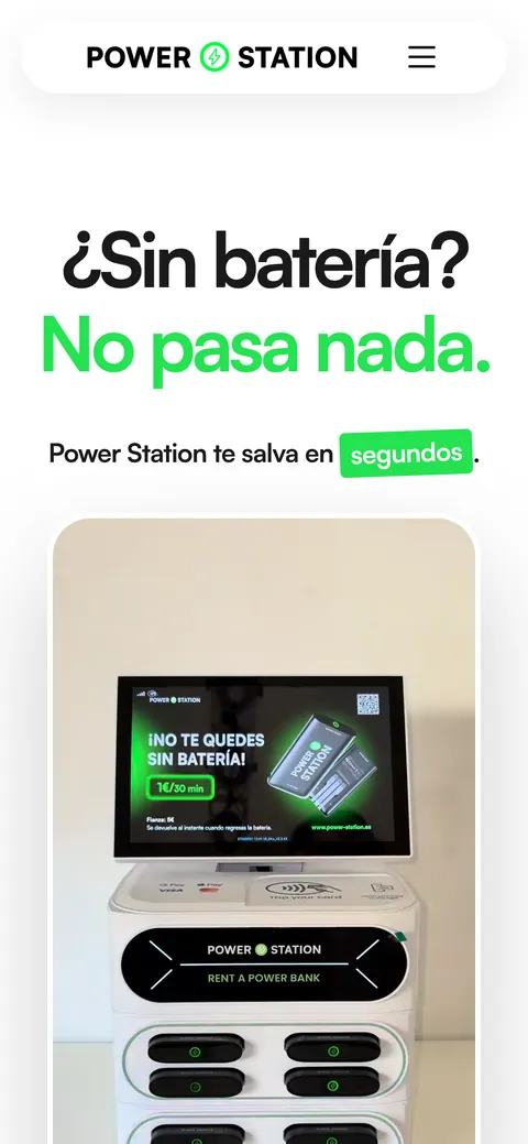 La web de Power Station vista en un móvil.